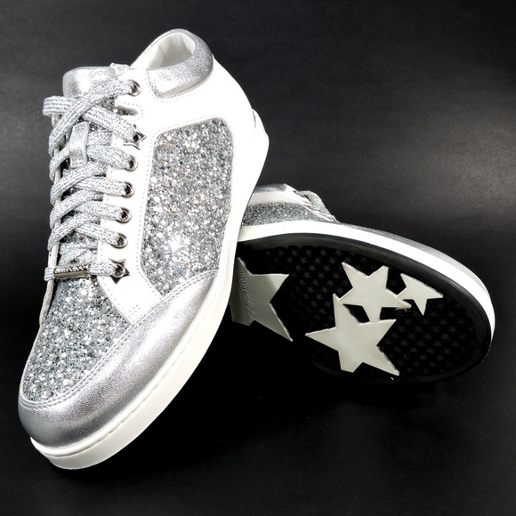 Jimmy Choo 🇮🇹 Women's White Leather Fashion Sneakers - Picture 8 of 9